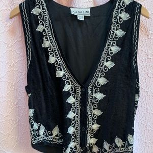Vintage Black Velvet Embroidered Made in India Vest